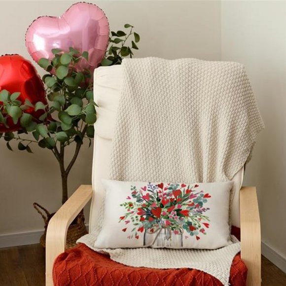 Valentines Day Throw Pillow Covers Decorative Accent Cases Heart Floral Decor - Picture 6 of 8